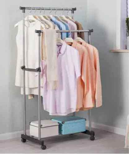 Double pole clothes rack