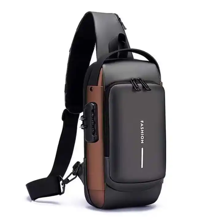 USB Charging Men Multifuntional Pu chest Bag